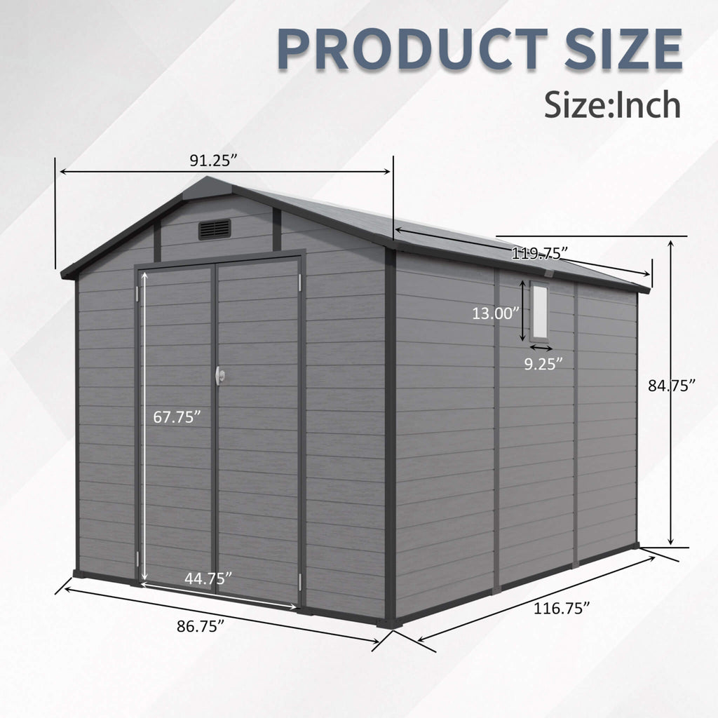 Alora Large Plastic Lockable Resin Outdoor Storage Shed With Window And Floor (SAK25870)