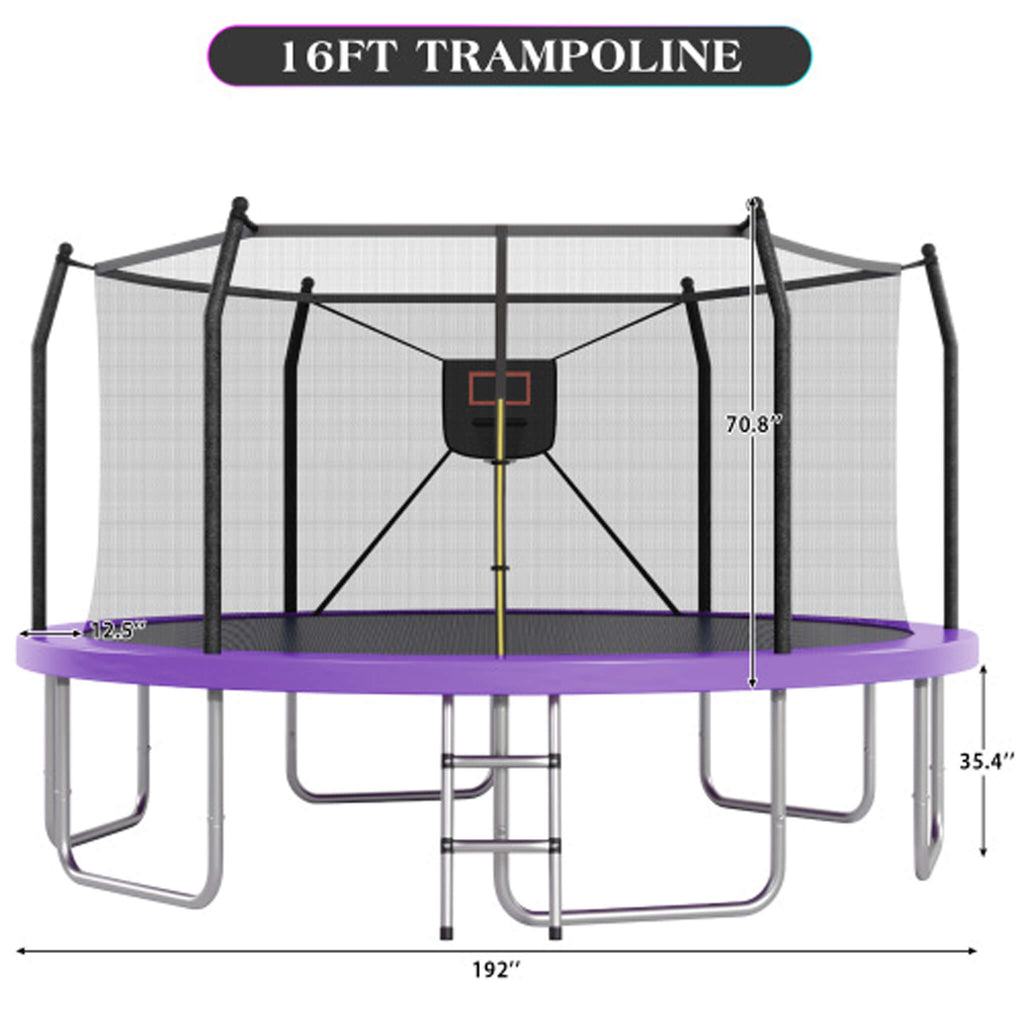 Outdoor Trampoline With LED Lights And Basketball Hoop (SAK69305)