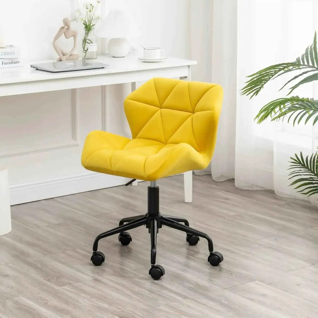 Diamond Tufted Adjustable Swivel Office Chair Velvet Luxe