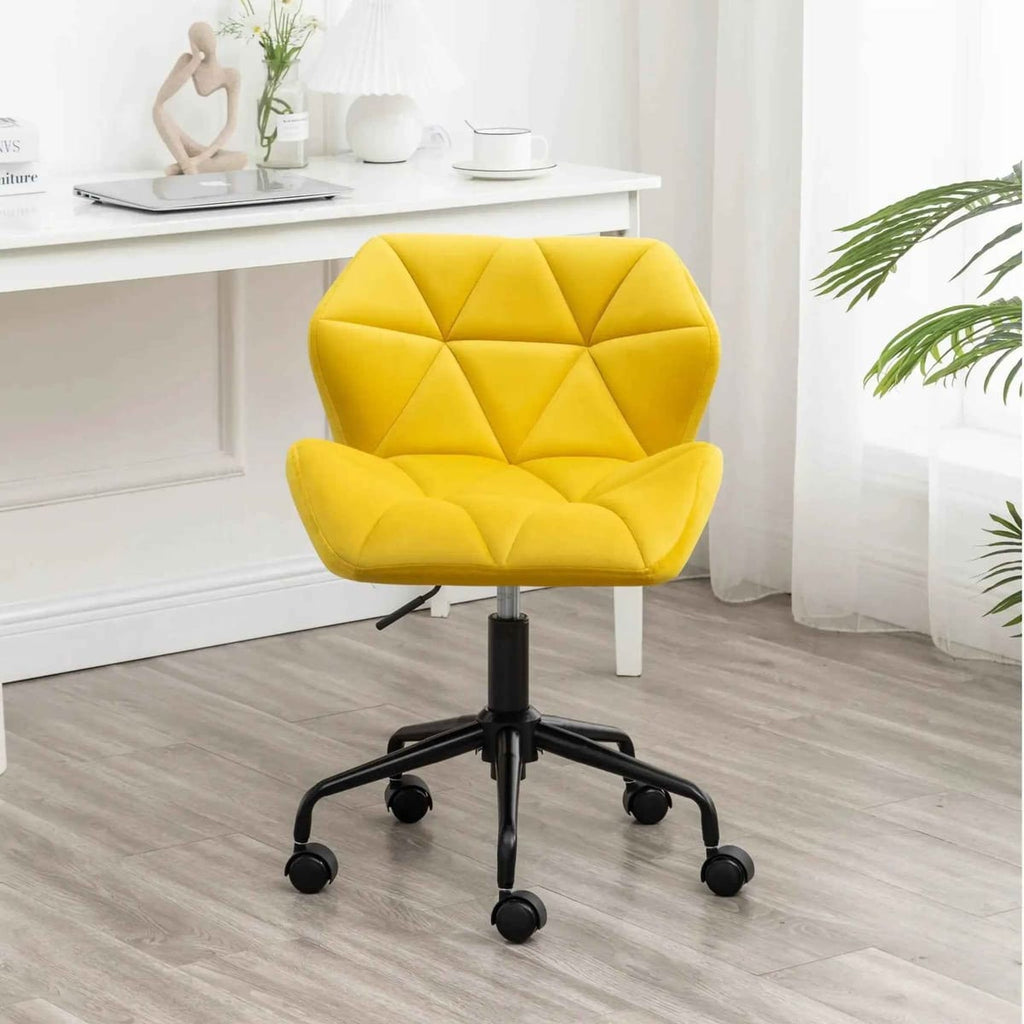 Diamond Tufted Adjustable Swivel Office Chair Velvet Luxe