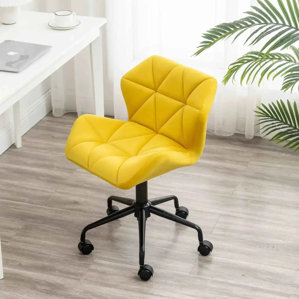 Diamond Tufted Adjustable Swivel Office Chair Velvet Luxe