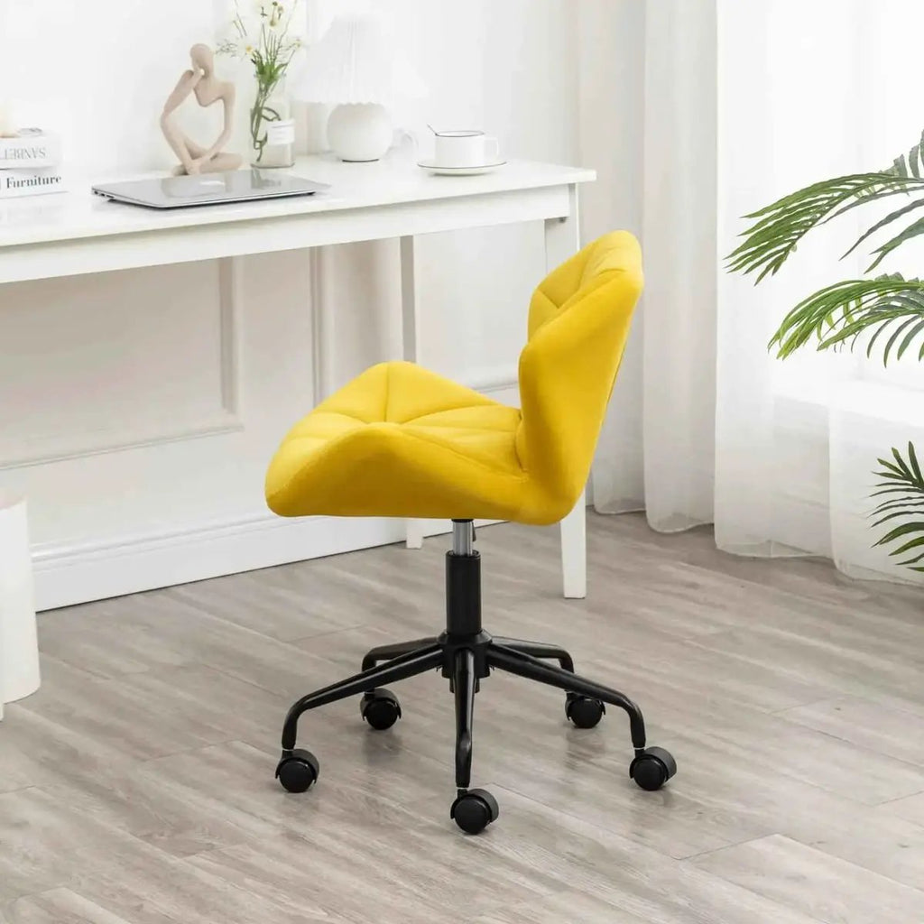 Diamond Tufted Adjustable Swivel Office Chair Velvet Luxe