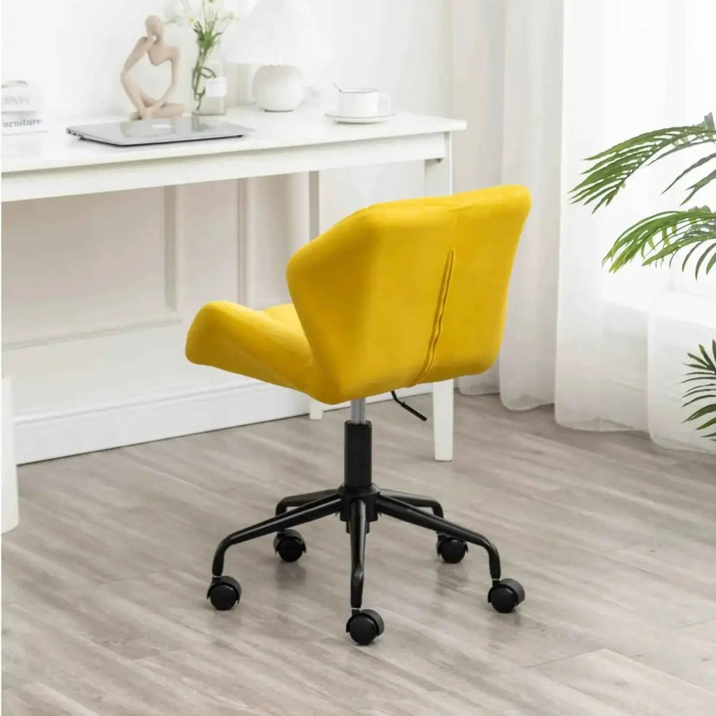 Diamond Tufted Adjustable Swivel Office Chair Velvet Luxe