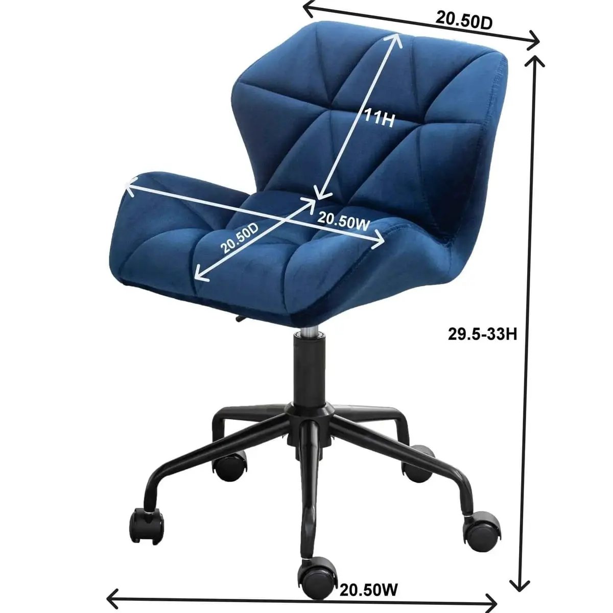 Diamond Tufted Adjustable Swivel Office Chair Velvet Luxe