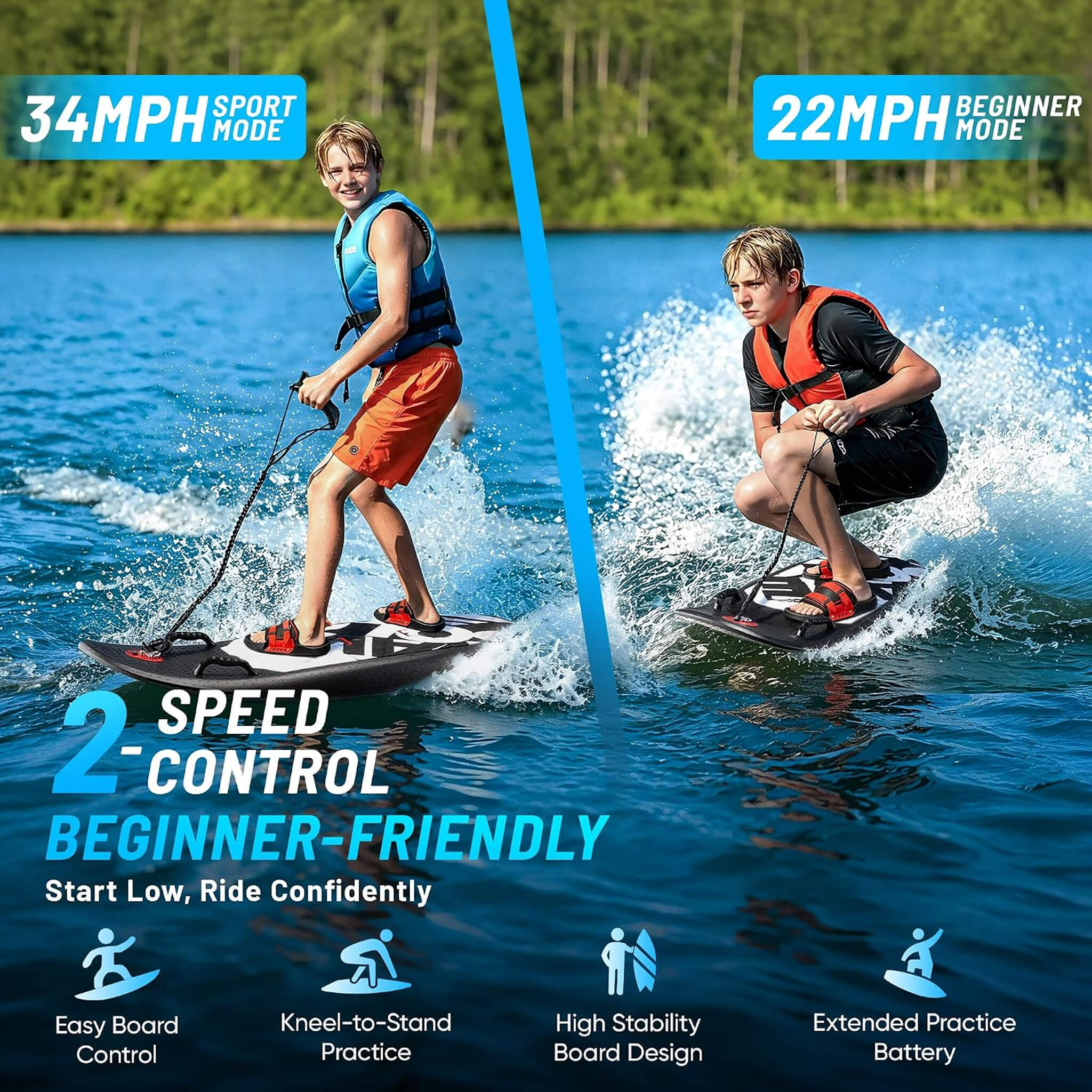 JHS Premium Dual-Speed 12KW Self-Powered Electric Motorized Surfboard (SAK63184)